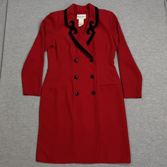 Vintage Danny Nicole Womens Red Double Breasted Dress Coat Padded Shoulders Sz 8 - Picture 3 of 16